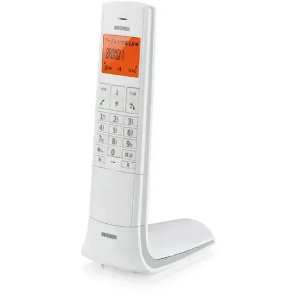 Telefono Cordless Brondi bianco con display luminoso e tastiera ergonomica