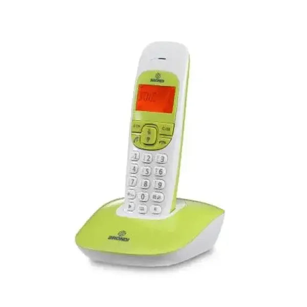 Telefono Cordless Brondi Verde con Base e Display Illuminato.