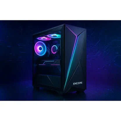 Case PC Encore per Gaming e Multimedia con sfondo informatico