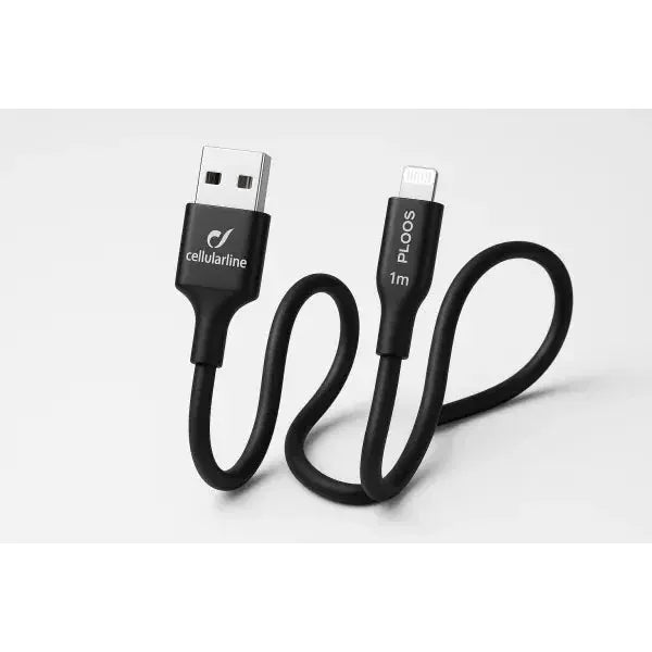 Cavo USB-A a Lightning Cellular Line in nero lungo 1 metro per la ricarica e sincronizzazione dei dispositivi