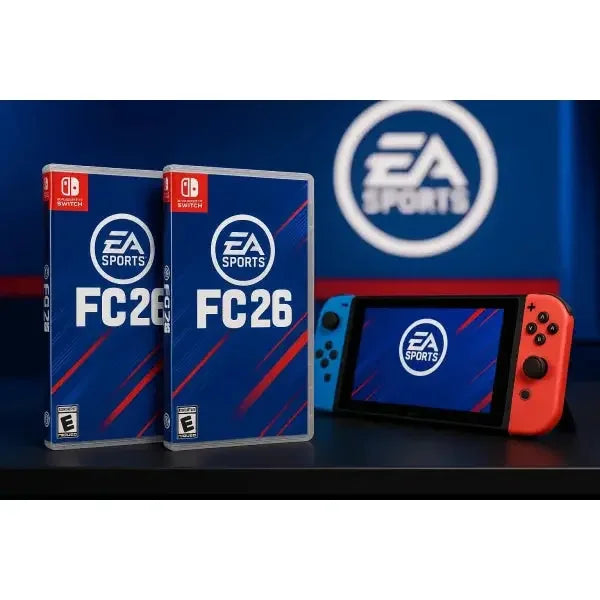 EA Sports FC 26 per Nintendo Switch con custodie e console in evidenza