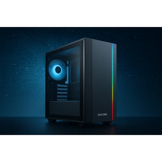 ENCORE PC Case - Design Compatto e Funzionale con sfondo informatico