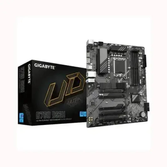 Scheda madre GIGABYTE B760 DS3H Ultra Durable con scatola nera e dettagli dorati