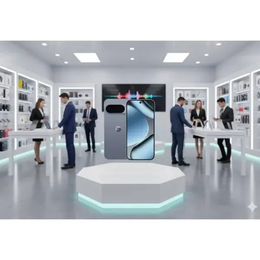 Smartphone Google Pixel 10 Pro in mostrina con design elegante e tecnologia avanzata in un negozio moderno
