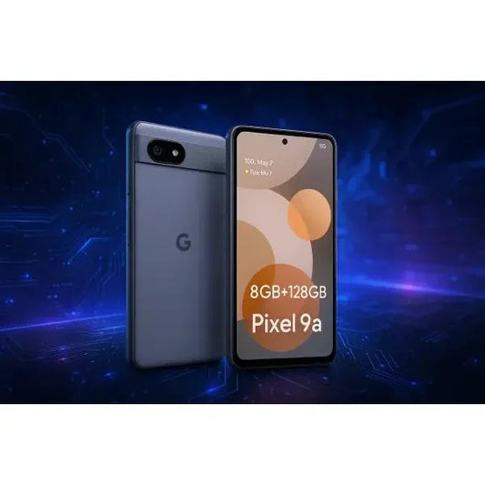 Smartphone Google Pixel 9a con 8GB di RAM e 128GB di memoria interna in sfondo tecnologico