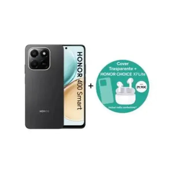 Smartphone Honor 400 con cover trasparente e auricolari HONOR CHOICE X7 Lite inclusi