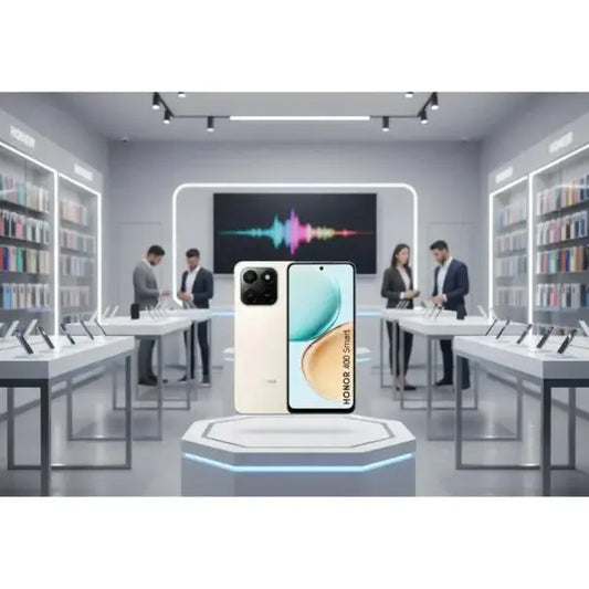 Smartphone Honor 400 in esposizione con design elegante e display avanzato in store moderno