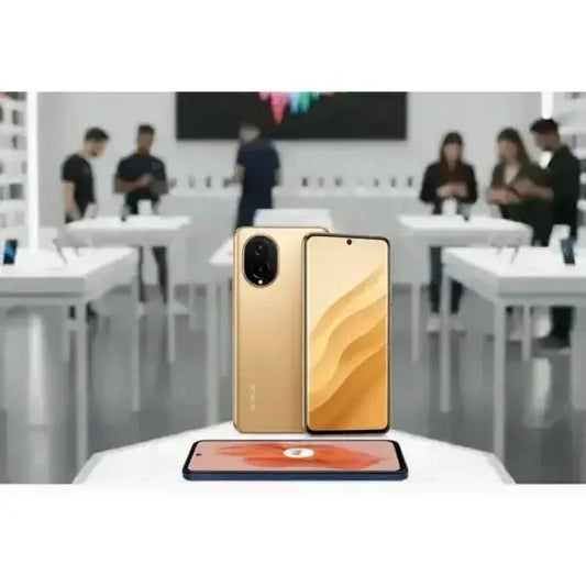 Smartphone Honor 400 in oro con display elegante e design moderno, esposto in negozio