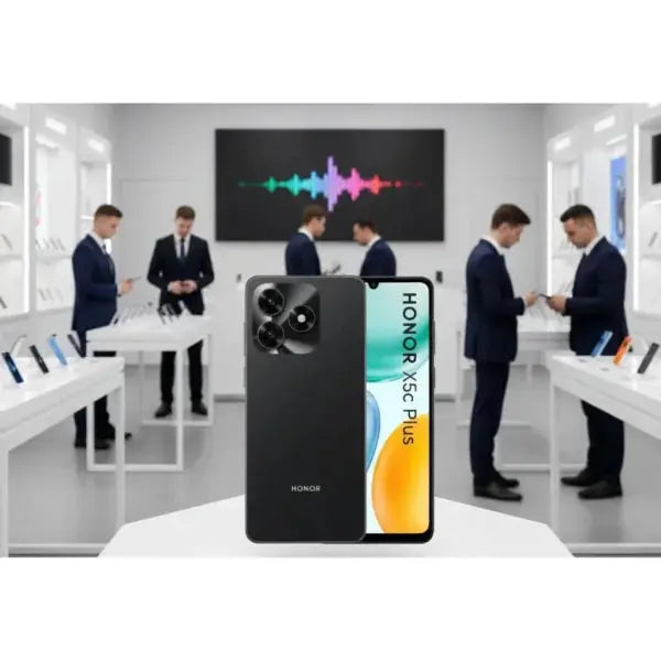 Smartphone Honor X5C Plus con design elegante e display ampio in un negozio di tecnologia