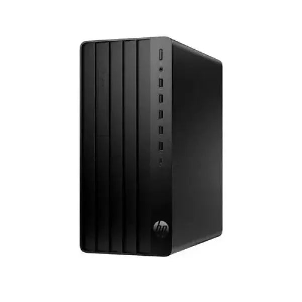HP PC desktop elegante e compatto in nero con porte USB e design moderno
