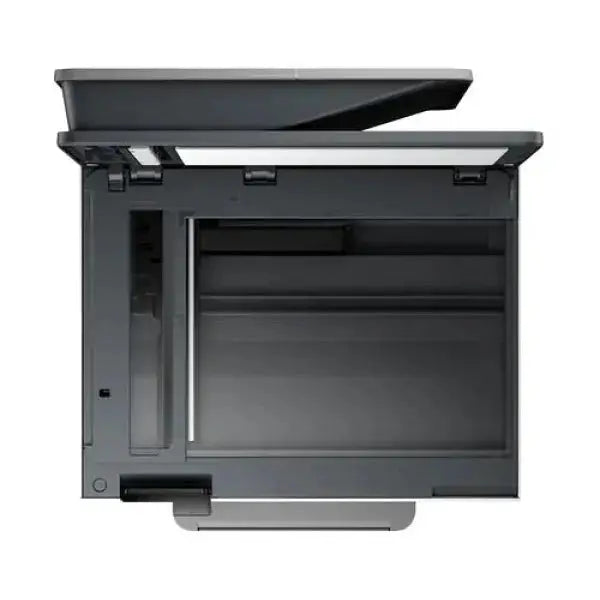 Stampante HP con design compatto e cassetto di alimentazione aperto
