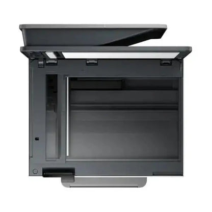 Stampante HP con design compatto e cassetto di alimentazione aperto