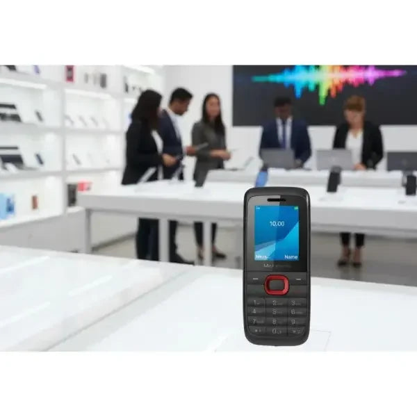 Cellulare per anziani Mobiwire con tasti grandi e display facile da usare in un negozio elettronico