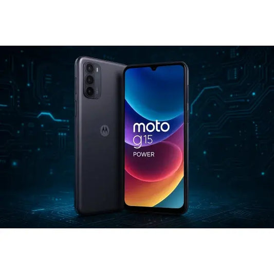Motorola Moto G15 Power 8+512GB 6.72 4G Gravity Grey EU con sfondo elettronico e tecnologico