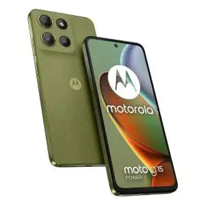 Smartphone Motorola g15 in verde con tripla fotocamera e display AMOLED vivace