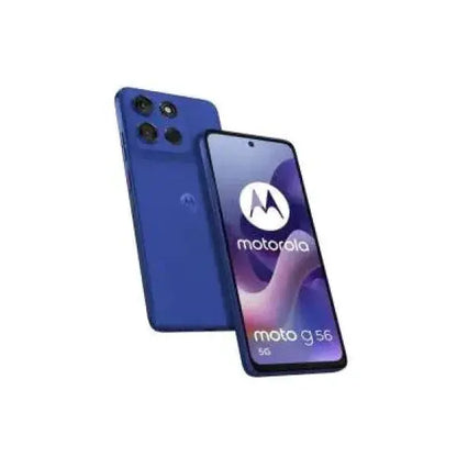 Smartphone Motorola Moto G56 in blu con schermo ampio e design elegante
