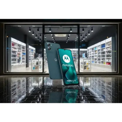 Smartphone Motorola Moto G 8 con design elegante esposto in un negozio di tecnologia moderno