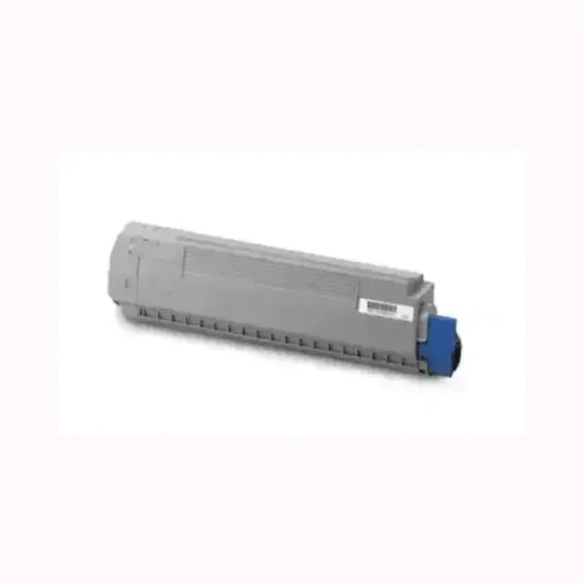 Cartuccia toner grigia con estremita blu per stampante OKI compatibile alta resa ideale per ufficio