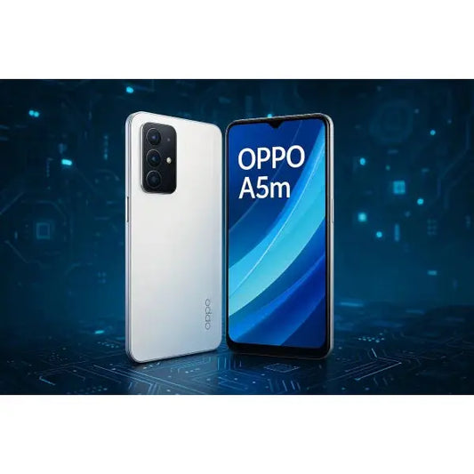 Smartphone OPPO A5m con display luminoso e design elegante, perfetto per utilizzare app e giochi