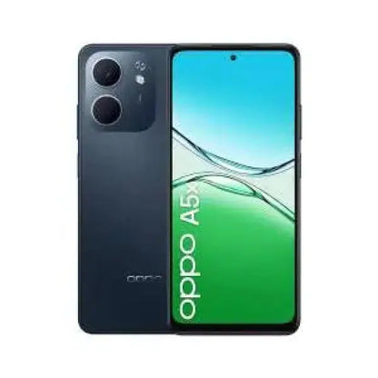 Smartphone OPPO A5x con display luminoso e design elegante in colore nero