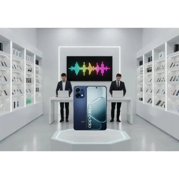 Smartphone OPPO A6 Pro in esposizione con design elegante e funzionalità avanzate