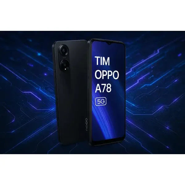 Smartphone OPPO A78 5G in nero con schermo luminoso e design elegante