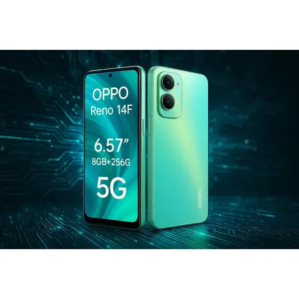 Smartphone OPPO Reno 14F con display da 6,57 pollici, 8GB di RAM e 256GB di memoria, supporto 5G
