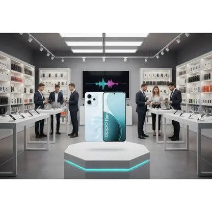 Smartphone OPPO con design elegante, esposto in un moderno negozio di elettronica