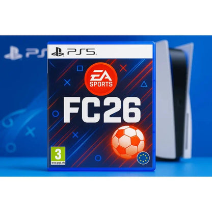 Gioco EA Sports FC26 per PS5 con copertina che evidenzia il calcio e il logo PlayStation
