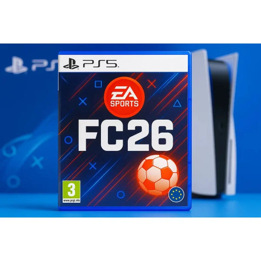 Gioco EA Sports FC26 per PS5 con copertina che evidenzia il calcio e il logo PlayStation
