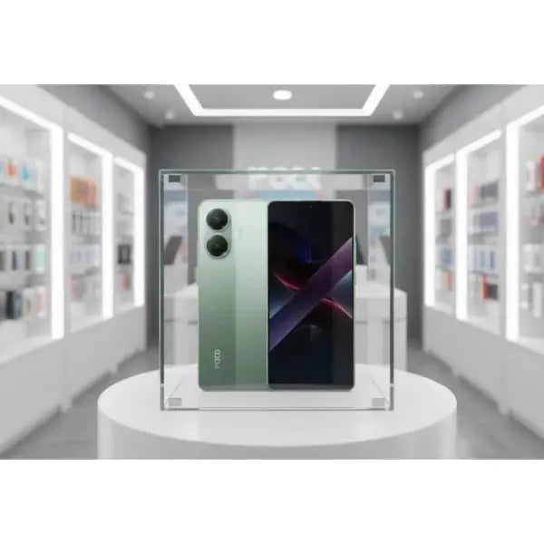Smartphone POCO in esposizione con design elegante e schermo a tutto campo