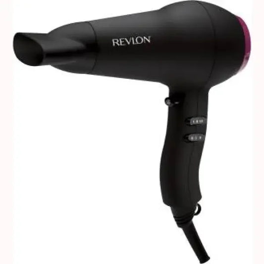 Asciugacapelli nero Revlon piccolo elettrodomestico con impostazioni di calore e velocità