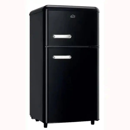 Frigo doppia porta retro DCG nero con design vintage e maniglie cromate