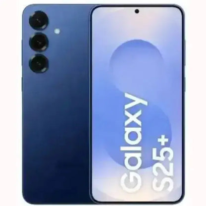 Smartphone Samsung S25+ blu con tripla fotocamera e display ampio senza bordi