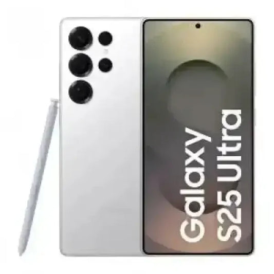 Smartphone Samsung S25 Ultra in colore bianco con pennino e fotocamere posteriori multiple