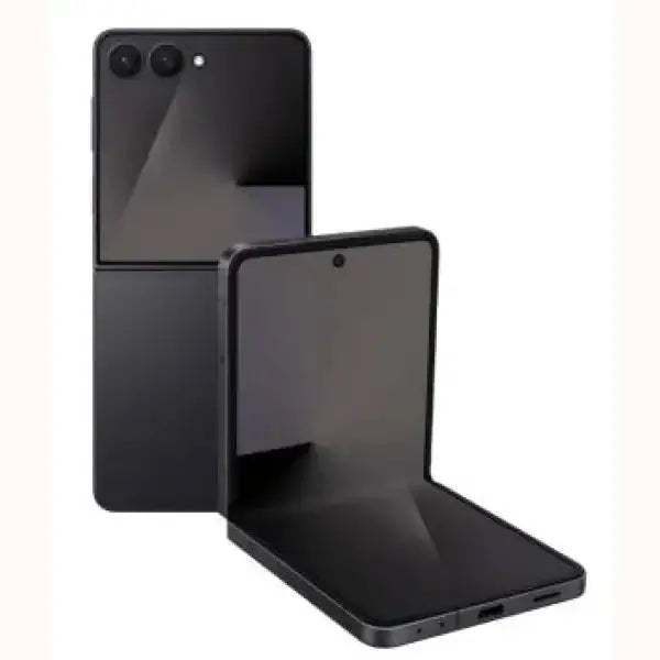 Samsung SM-F766B smartphone pieghevole nero a conchiglia doppia fotocamera display interno aperto design sottile