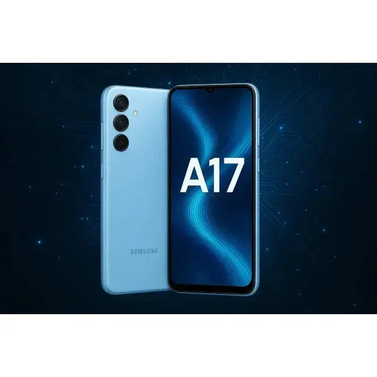 Smartphone Samsung A17 in blu con display luminoso e design elegante