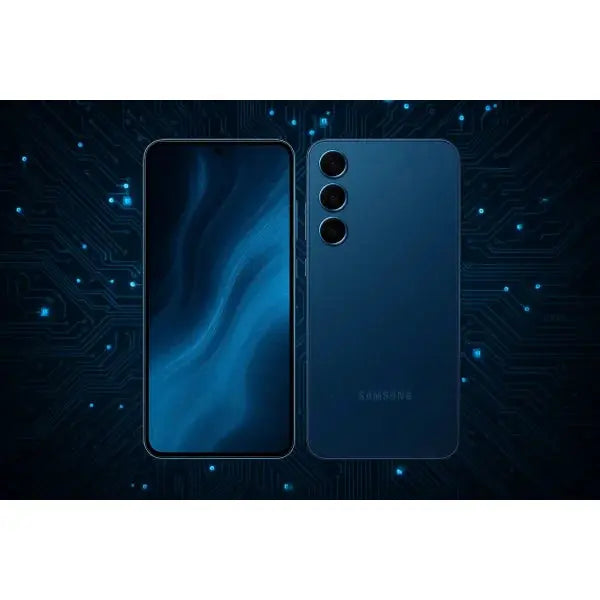 Smartphone Samsung con display a tutta birra e tre fotocamere posteriori in blu