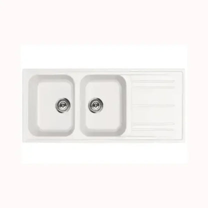 Lavello da cucina SMEG bianco doppia vasca con scolapiatti integrato in materiale resistente