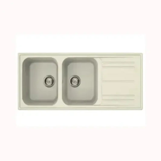 Lavello doppia vasca con gocciolatoio in colore chiaro SMEG LAVELLO per cucina moderna
