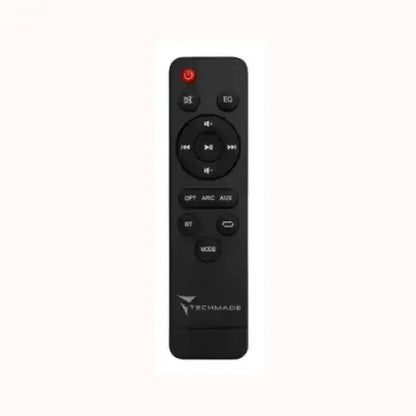 Telecomando nero Techmade per soundbar con pulsanti di controllo volume e modalità audio