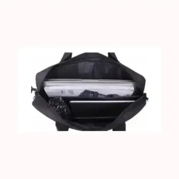 Borsa Zaino TECNO nera vista dall'alto con spazio interno per laptop e documenti