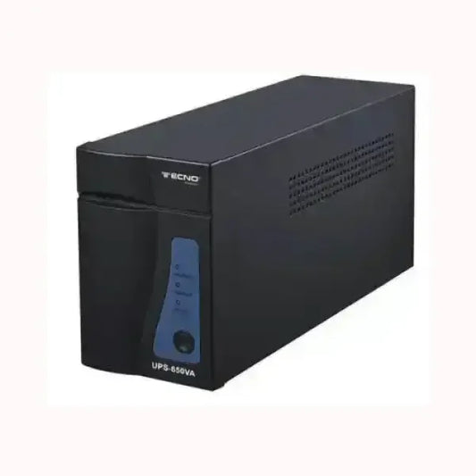 Gruppo di continuità UPS nero modello 650VA TECNO con pannello di controllo frontale blu