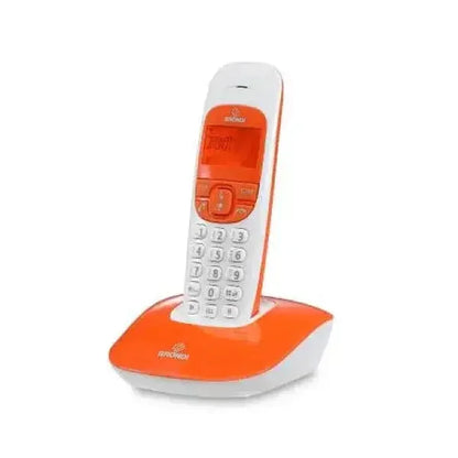 Telefono Cordless Brondi arancione con base e tastiera ergonomica per uso domestico