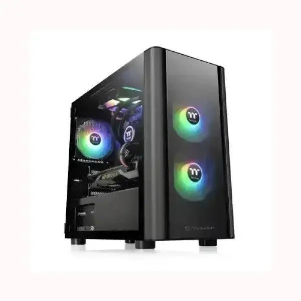 Case PC Thermaltake nero con pannello laterale trasparente e ventole RGB frontali e interne