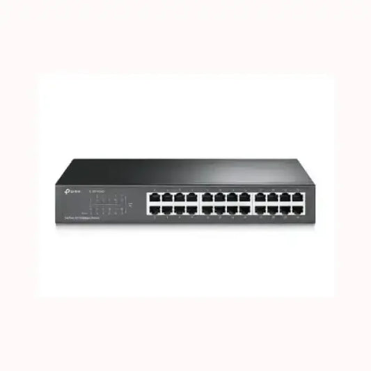 Switch Ethernet 24 porte TPLINK con chassis metallico nero ideale per reti aziendali e uffici