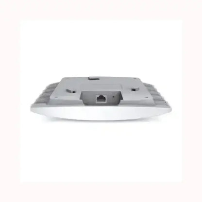 Access Point TPLINK bianco da soffitto vista inferiore con porta Ethernet RJ45 e staffa di montaggio