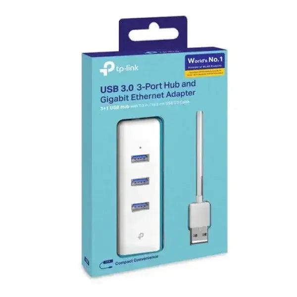 Adattatore USB 3.0 a 3 porte TP-LINK con porta Ethernet integrata per connessione veloce