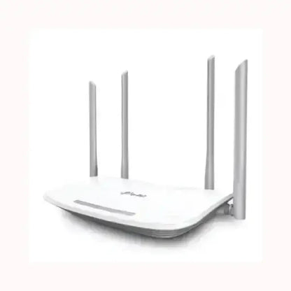 Router wireless TPLINK bianco con quattro antenne per connessione internet veloce e stabile
