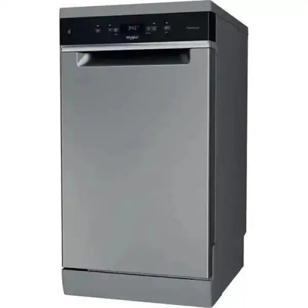 Lavastoviglie Whirlpool in acciaio inox con pannello di controllo digitale e design moderno